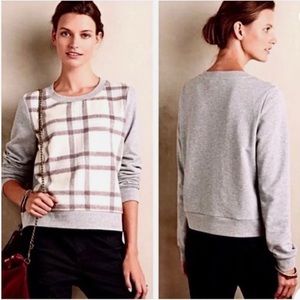 Anthropologie Gray Plaid Sweatshirt